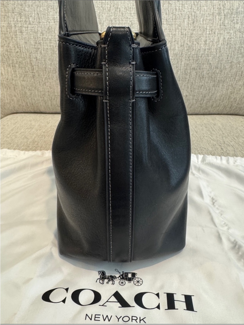 New Coach Black Leather Empire Carryall Bag 40 with Gold Hardware - Picture 7 of 10